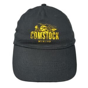 HitWear 5 Panel Black Hat One Size Strapback Comstock Mining Yellow Graphic